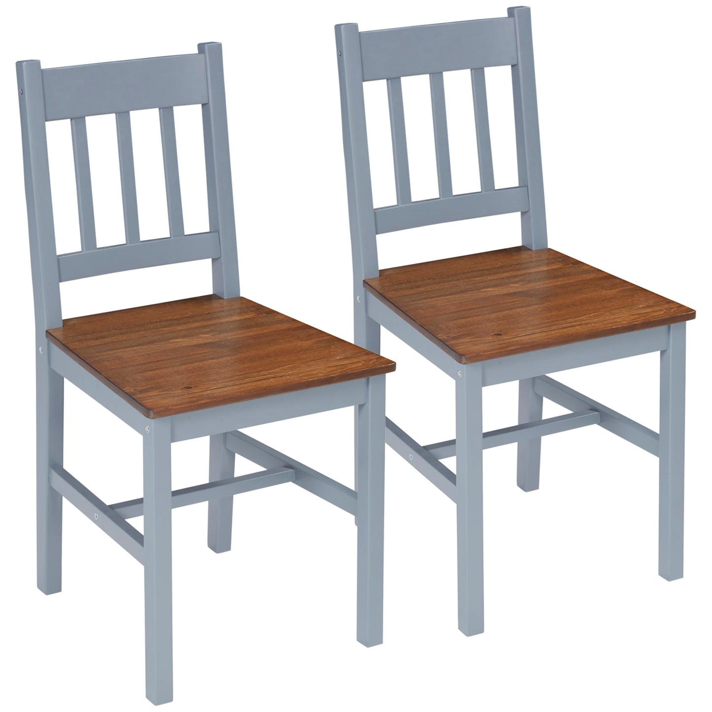 Dining Chairs Set of 2, Kitchen Chair with Slat Back, Pine Wood Structure for Living Room and Dining Room