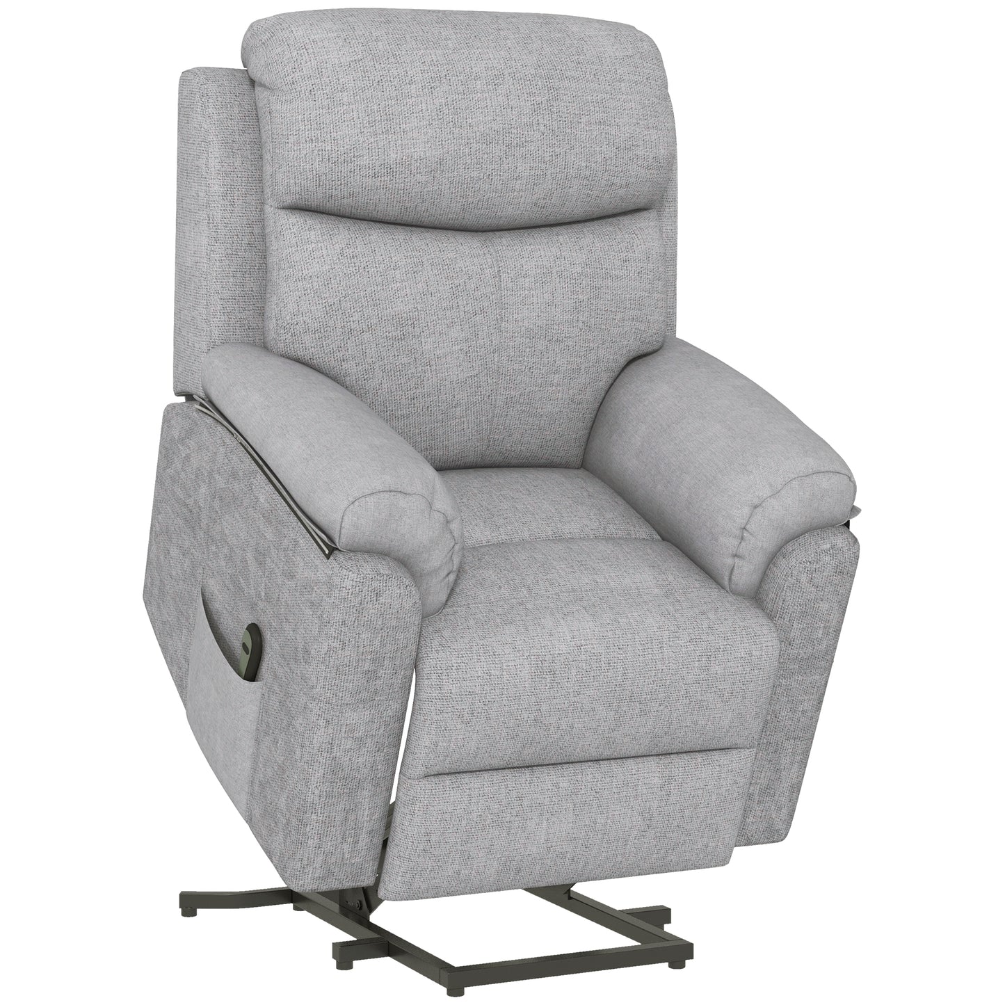 Power Lift Chair Electric Riser Recliner for Elderly, Linen Fabric Sofa Lounge Armchair with Remote Control and Side Pocket, Grey