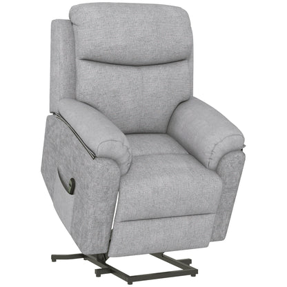 Power Lift Chair Electric Riser Recliner for Elderly, Linen Fabric Sofa Lounge Armchair with Remote Control and Side Pocket, Grey