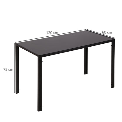 Rectangular Dining Table for 4 People with Tempered Glass Top & Metal Legs for Dining Room, Living Room (Chairs Not Included)