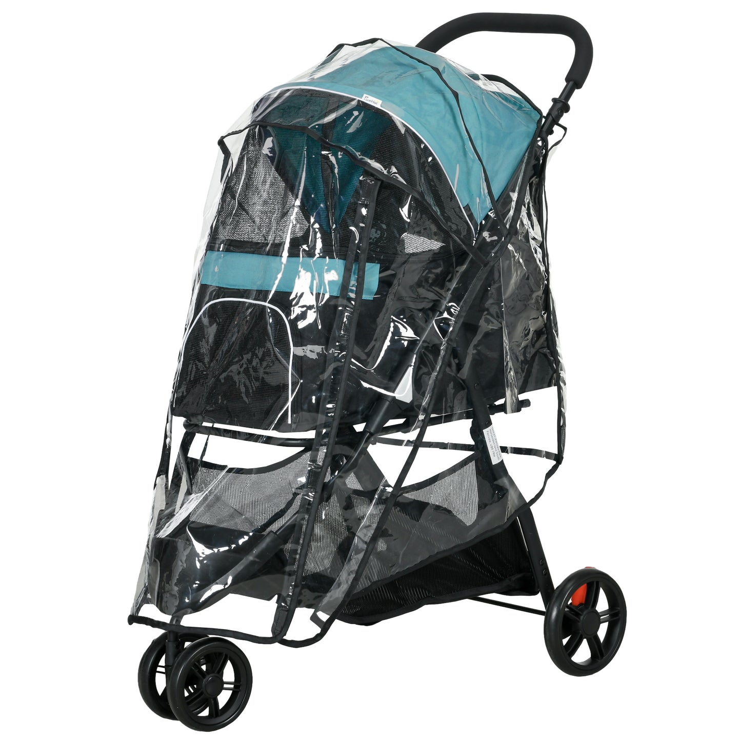 PawHut Foldable Pet Stroller with Rain Cover for XS and S-Sized Dogs Dark Green