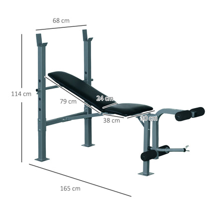 Heavy Duty Adjustable Multi Gym Chest Leg Arm Weight Bench w/4 Incline Positions - Black/Silver