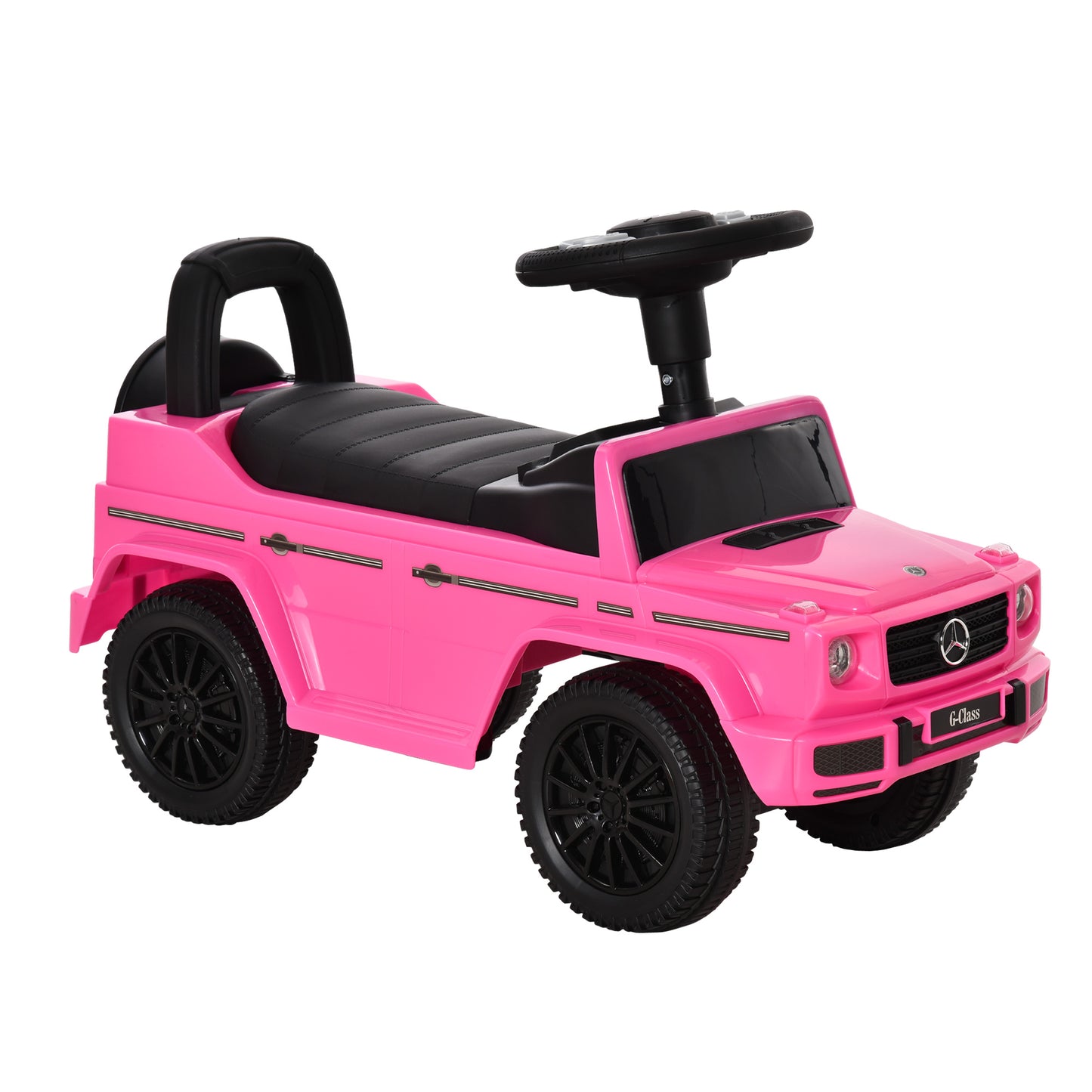 Compatible Baby Push Handle Sliding Car Mercedes-Benz G350 Licensed Foot to Floor Slider w/ Horn Under Seat Storage Pink