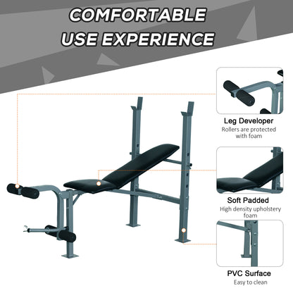 Heavy Duty Adjustable Multi Gym Chest Leg Arm Weight Bench w/4 Incline Positions - Black/Silver