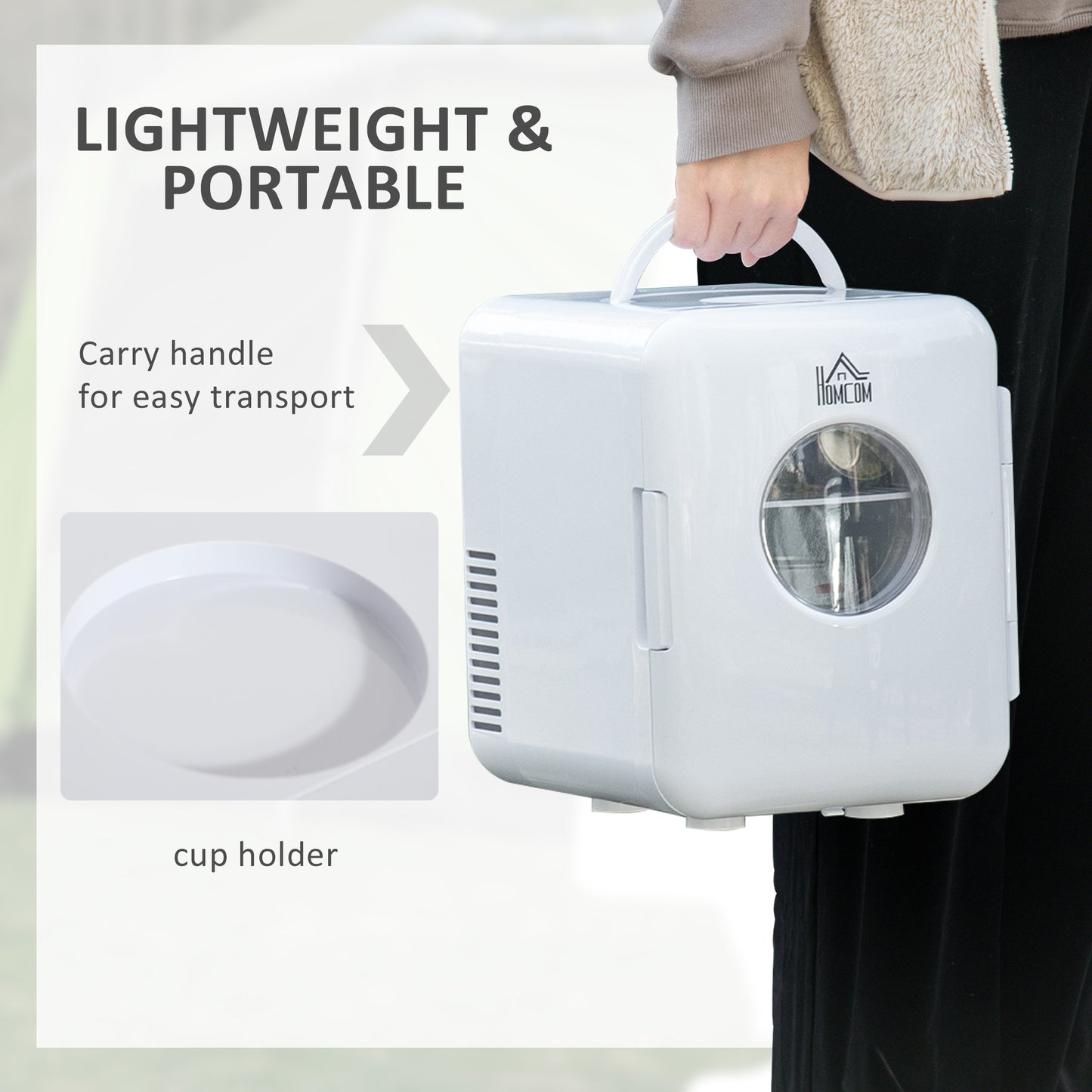 4 L/6 Can Mini Fridge, AC+DC Portable Cooler & Warmer for Skincare, Makeup, Cosmetics, Food, for Bedroom, Home, Caravan, Car, White