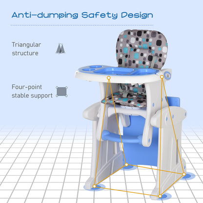 3-in-1 Baby Booster High Chair Seat Blue