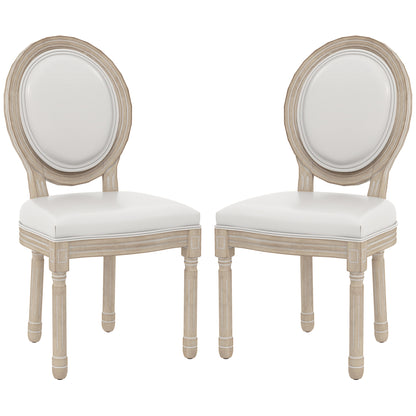 Dining Chairs Set of 2, French Vintage Style Kitchen Chairs with PU Leather Upholstery and Wooden Legs for Dining Room