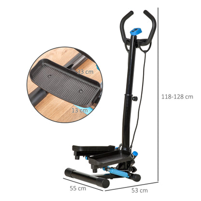 Twist Stepper Fitness Step Machine, LCD Screen, Height-Adjust Handlebars, Home Gym, Black and Blue