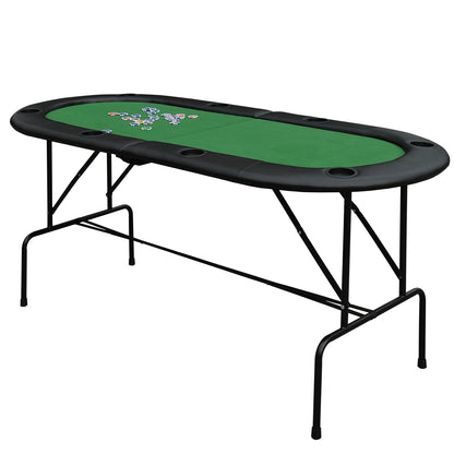 1.83m Foldable Poker Table With Chip Trays, Drink Holders