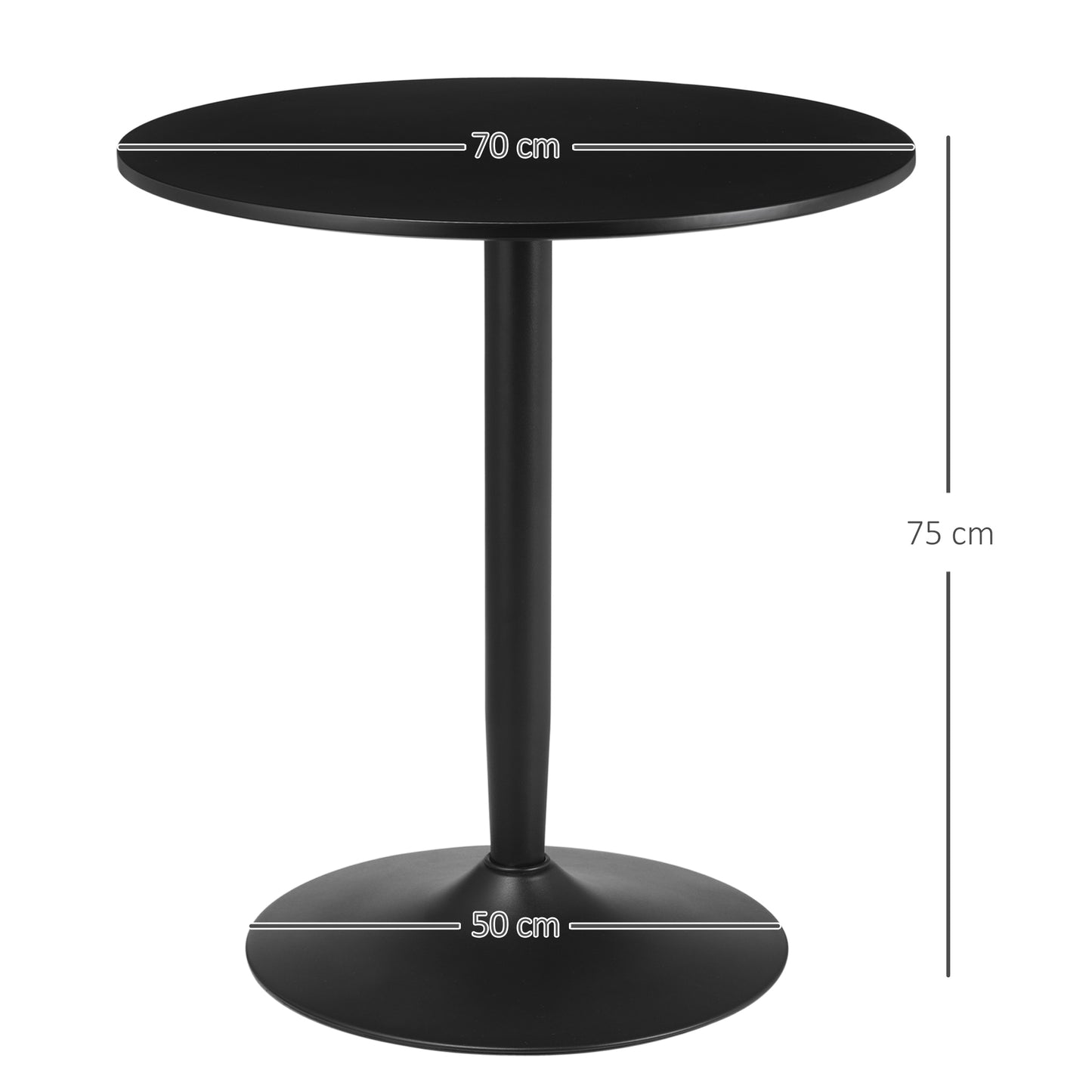 Round Dining Table, Modern Dining Room Table with Steel Base, Non-slip Foot Pad, Space Saving Small Dining Table, Black / White