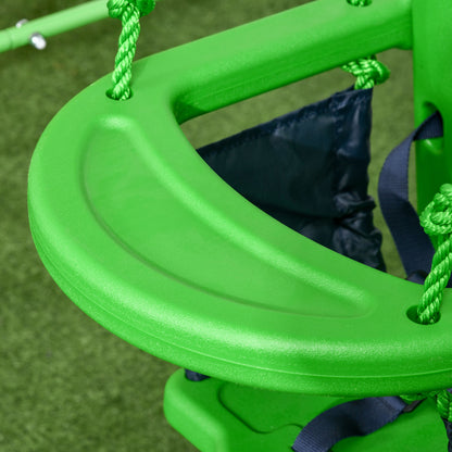 Steel Nursery Baby Swing with Safety Seat Belt Support Back Green