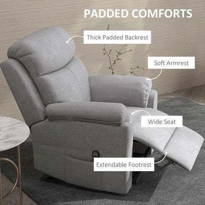 Power Lift Chair Electric Riser Recliner for Elderly, Linen Fabric Sofa Lounge Armchair with Remote Control and Side Pocket, Grey