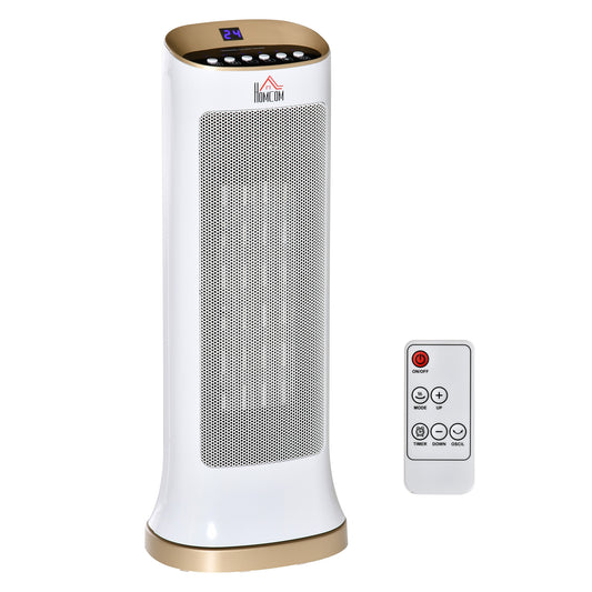 Ceramic Tower Heater 45° Oscillating Space Heater w/ Remote Control 8hr Timer Tip-Over Overheat Protection 1000W/2000W-White