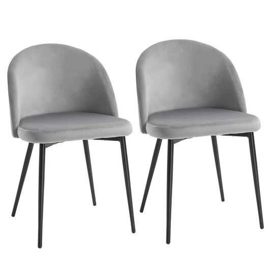 Dining Chairs Set of 2 Contemporary Design for Office Dining Kitchen With Soft Fabric Seat and Back Living Room - Grey