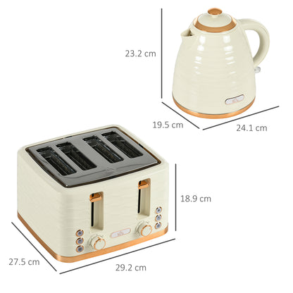 3000W 1.7L Rapid Boil Kettle & 4 Slice Toaster, Kettle and Toaster Set with 7 Browning Controls and Crumb Tray,