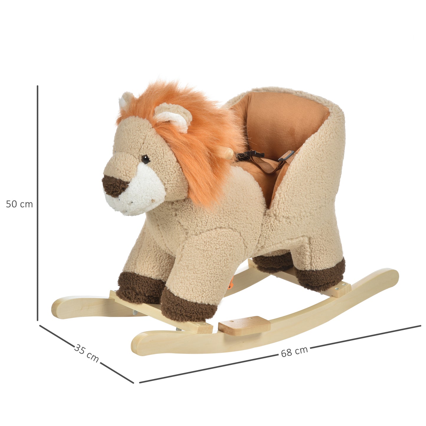 Toddlers Plush Lion Classic Rocking Horse Brown