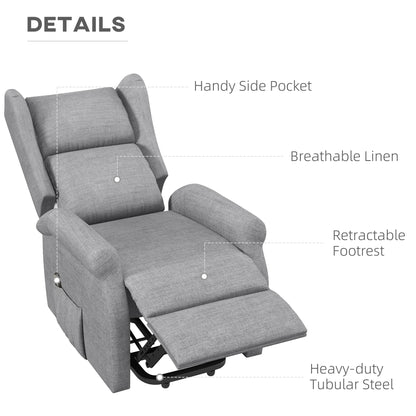 Power Lift Chair for the Elderly with Remote Control, Fabric Electric Recliner Chair for Living Room, Grey