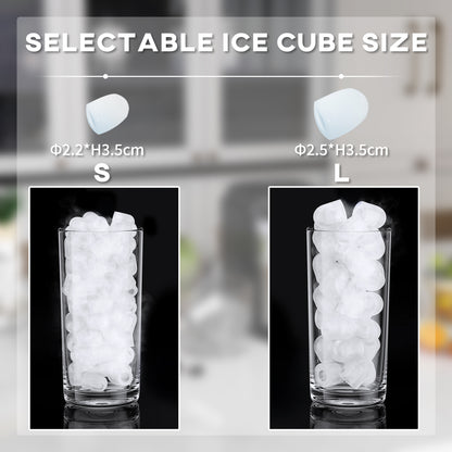 Portable Ice Cube Maker Machine Countertop, 12Kg in 24 Hrs, 9 Cubes Ready in 6-12 Mins With 2 Ice Cube Sizes, Self-Cleaning, Ice Scoop And Basket