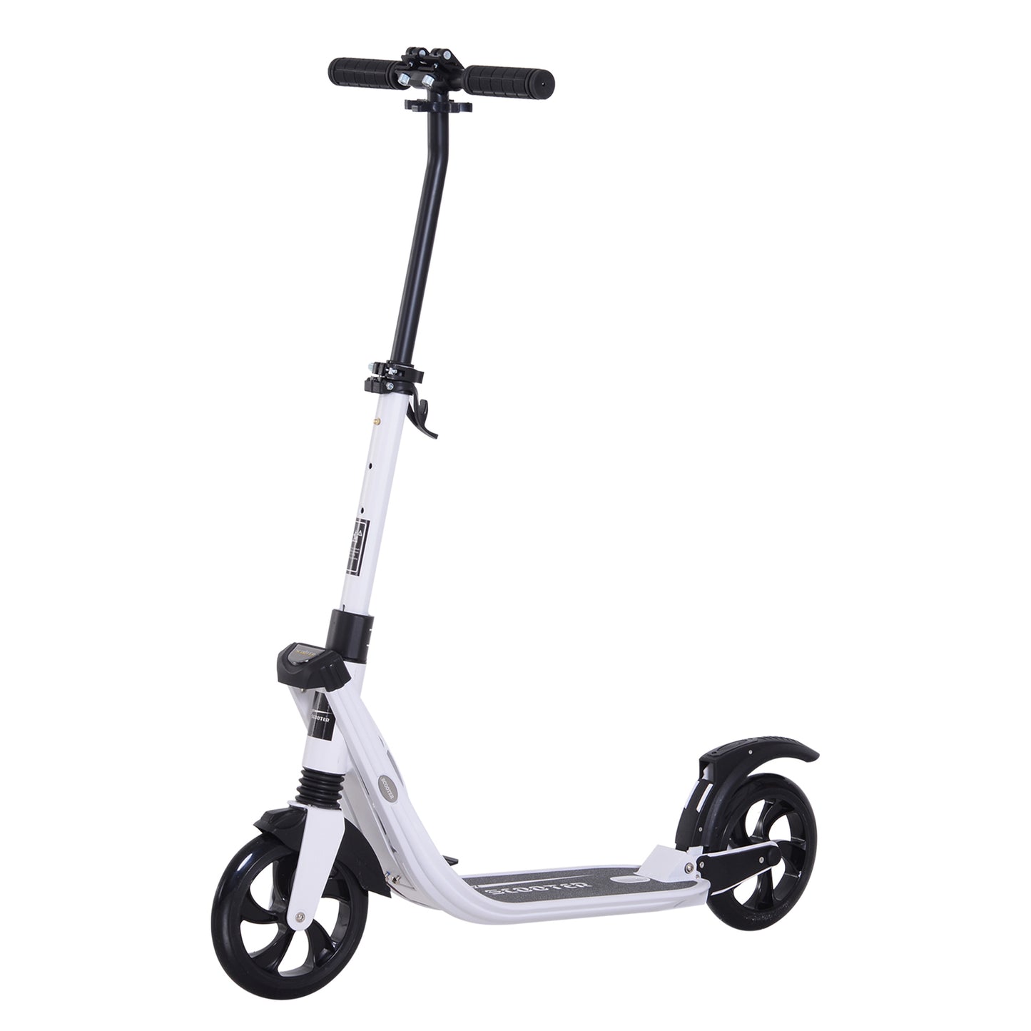 Folding Kick Scooter Height-Adjustable Urban Scooter w/ Rear Brake, Double Shock Absorption System & 2 Big Wheels, For 14+ Teens Adult