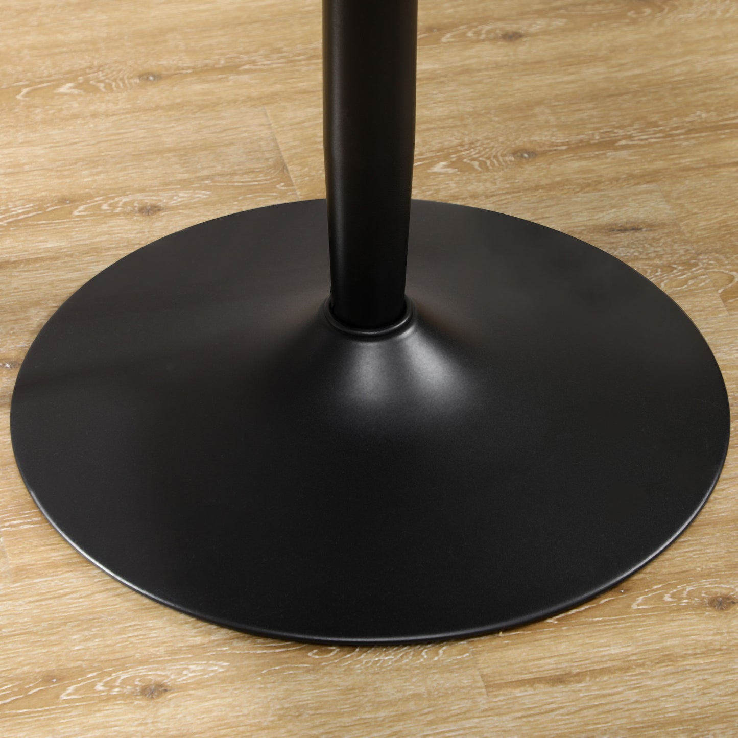 Round Dining Table, Modern Dining Room Table with Steel Base, Non-slip Foot Pad, Space Saving Small Dining Table, Black / White