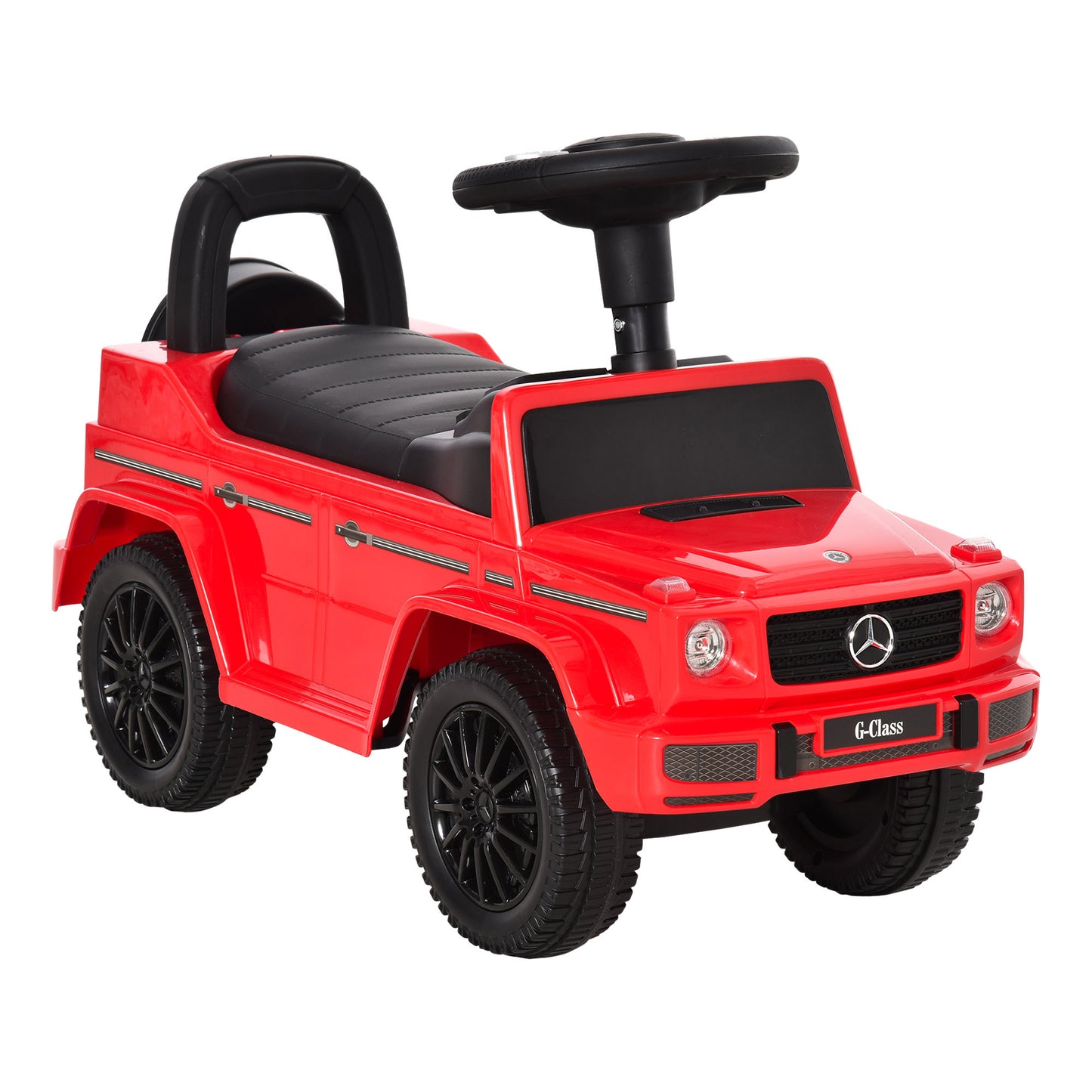 Baby Toddler Push Handle Sliding Car Mercedes-Benz G350 Licensed w/Big Steering Wheel Anti-overturning System Red