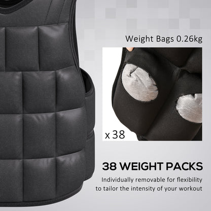 20kg Adjustable Metal Sand Weight Training Fitness Vest Black