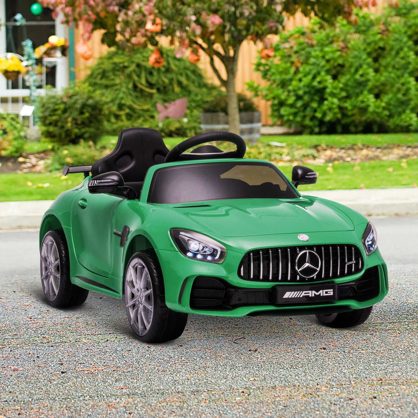 12 Volt Battery-powered 2 Motors Kids Electric Ride On Car GTR Toy with Parental Remote Control Music Lights MP3 for 3-5 Years Old Green