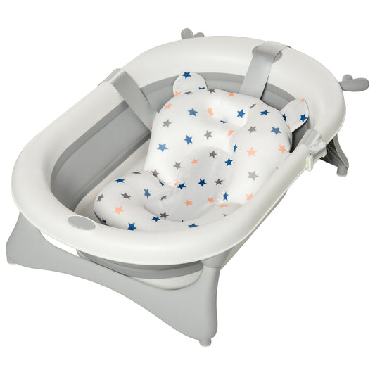 Foldable Portable Baby Bathtub w/ Baby Bath Temperature-Induced Water Plug for 0-3 years