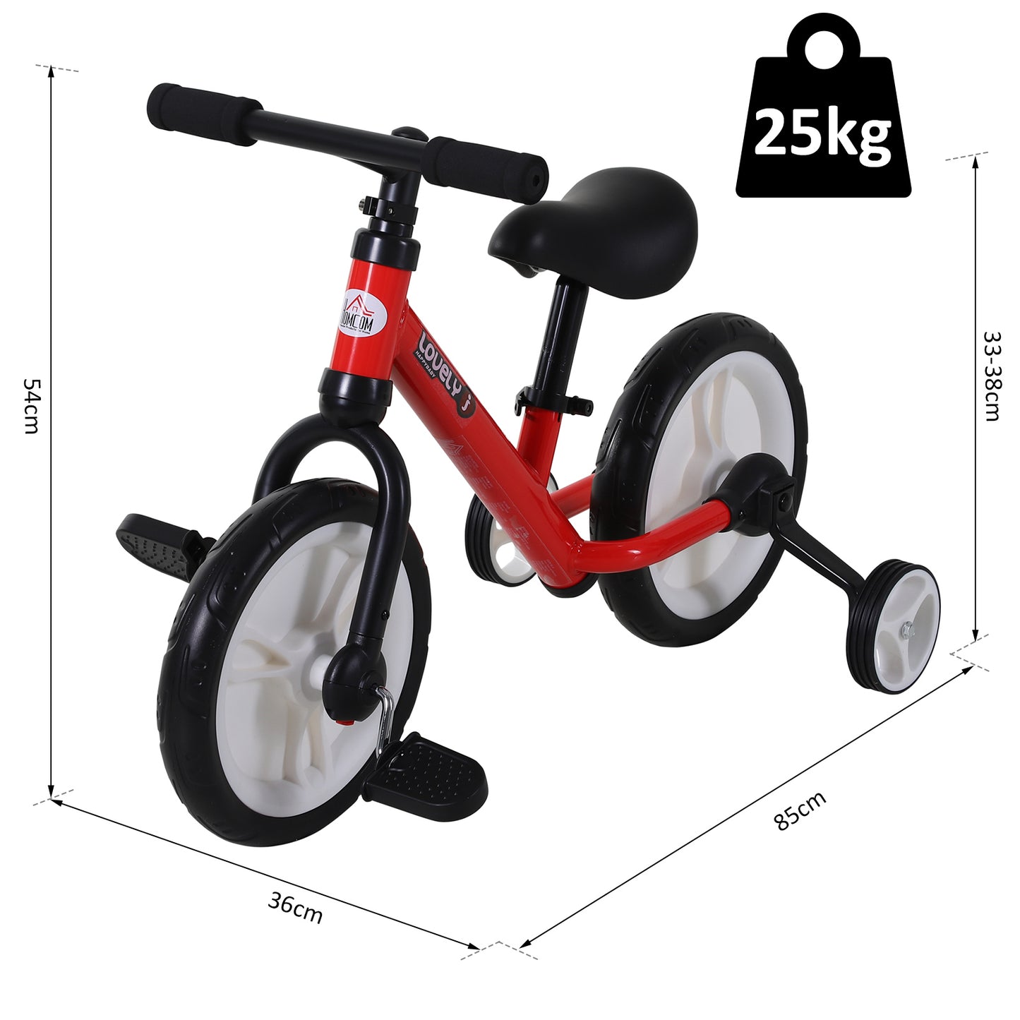 Toddlers Removable Stabiliser Balance Bike Red