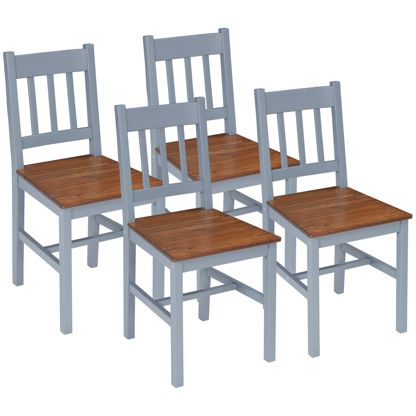 Dining Chairs Set of 4, Kitchen Chair with Slat Back, Pine Wood Structure for Living Room and Dining Room