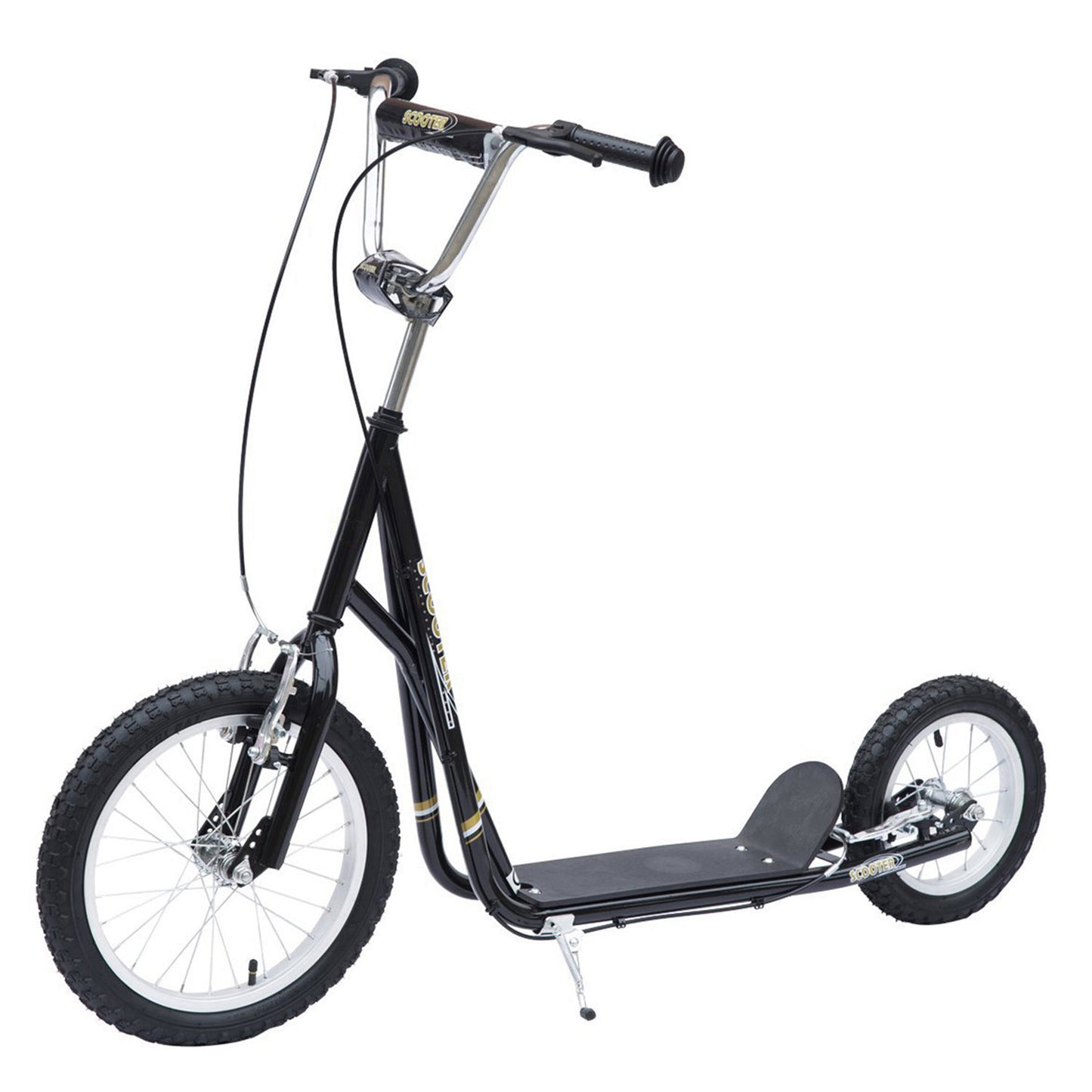 Adult Teen Push Scooter Kids Children Stunt Scooter Bike Bicycle Ride On Alloy Wheel Pneumatic 12" Tyres-Black