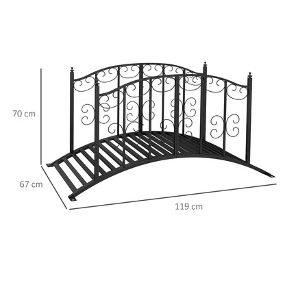 1.2M Metal Decorative Scrollwork Arch Garden Bridge, Black