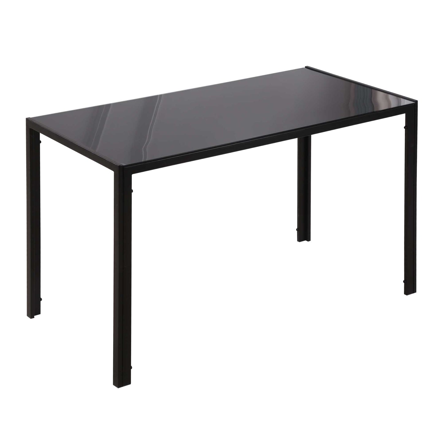 Rectangular Dining Table for 4 People with Tempered Glass Top & Metal Legs for Dining Room, Living Room (Chairs Not Included)