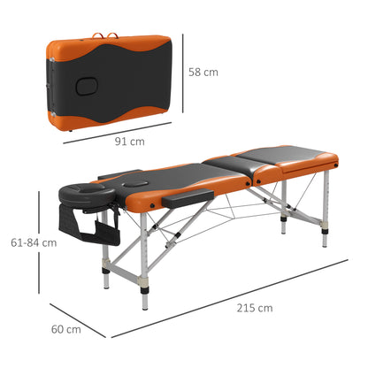 Foldable Massage Table Professional Salon SPA Facial Couch Bed Black and Orange