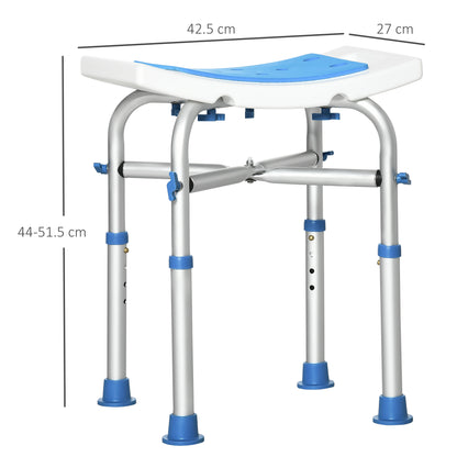 Shower Chair Bathroom Spa Stool Seat, Adjustable, Padded With Built-in Handle And Non-slip Suction Foot Pads - Blue