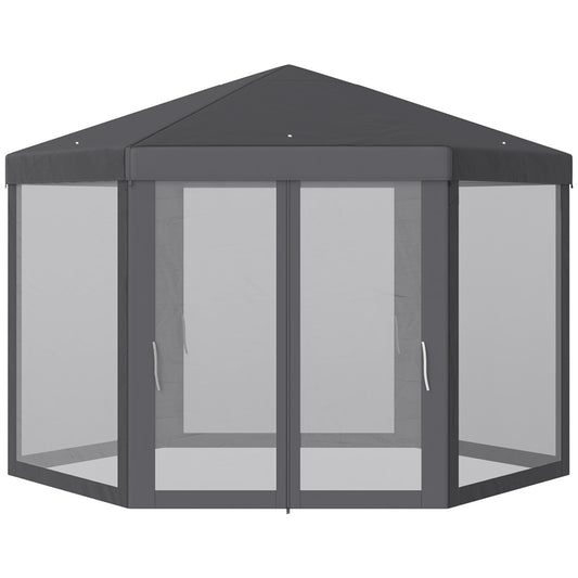 Outsunny 4M Canopy Rentals, Netting Party Tent Patio Canopy Outdoor Event Shelter for Activities, Shade Resistant, Grey