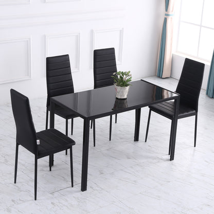 Rectangular Dining Table for 4 People with Tempered Glass Top & Metal Legs for Dining Room, Living Room (Chairs Not Included)