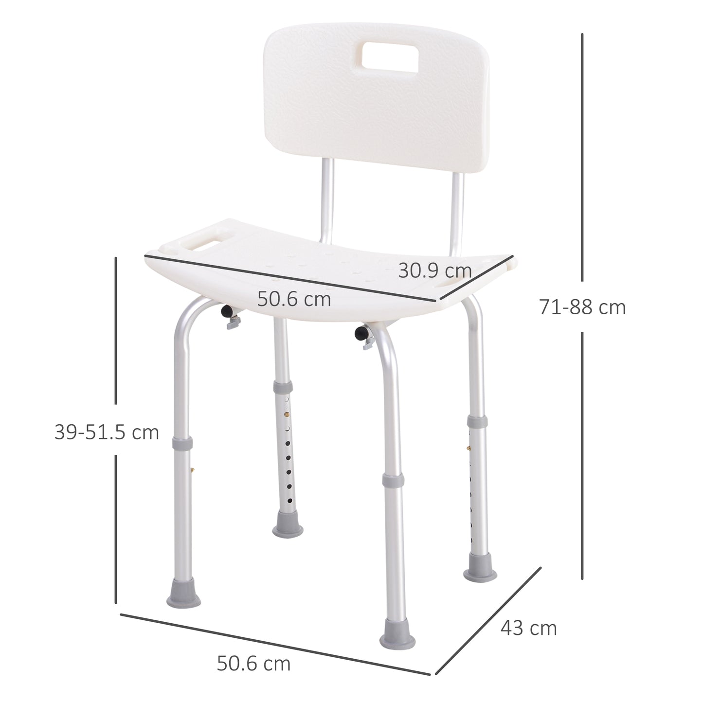 Bathroom Chair Shower Stool Safety Seat Bath With Adjustable Positions