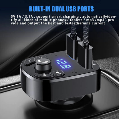 Car Hands-Free Bluetooth-Compaitable 5.0 FM Transmitter Car Kit MP3 Modulator Player Handsfree Audio Receiver 2 USB Fast Charger