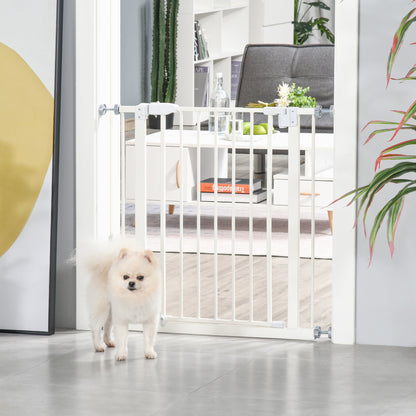 Baby Pet Metal Safety Gate Pressure Fitted Stair Barrier For Dog Expandable Fence with Auto-Close Door Double Locking System 74cm to 84 cm