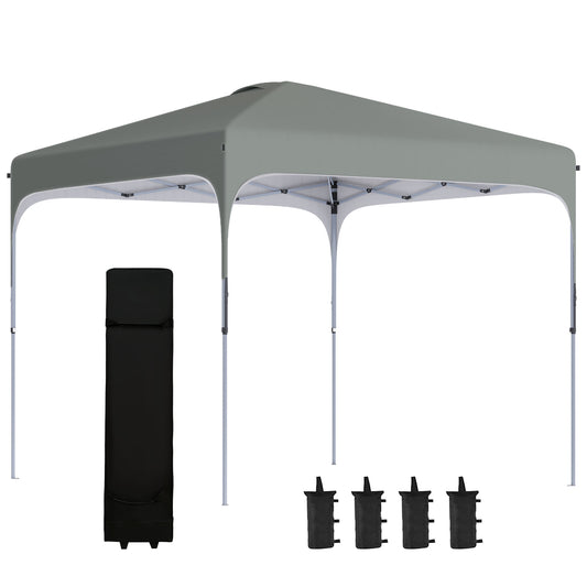 Outsunny 3 x 3 (M) Pop Up Gazebo, Foldable Canopy Tent with Carry Bag with Wheels and 4 Leg Weight Bags for Outdoor Garden Patio Party, Dark Grey