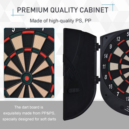 Electronic Dartboard Set 26 Games and 185 Variations with 6 Darts and Cabinet to Storage Multi-Game Option Ready-to-Play