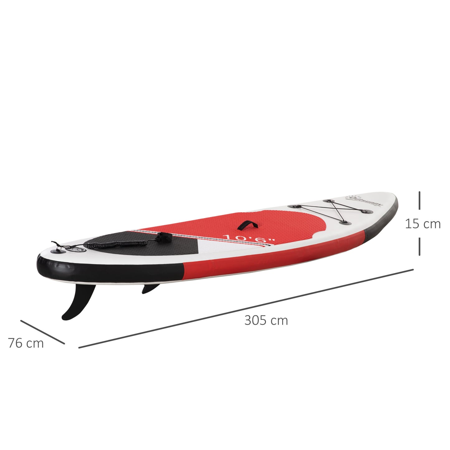 Outsunny Inflatable Paddle Stand Up Board, Non-Slip Deck Board w/ Aluminium Paddle, ISUP Accessories, Carry Bag, 305L x 76W x 15Hcm - White