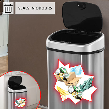 HOMCOM Sensor Bin, Stainless Steel, 58L