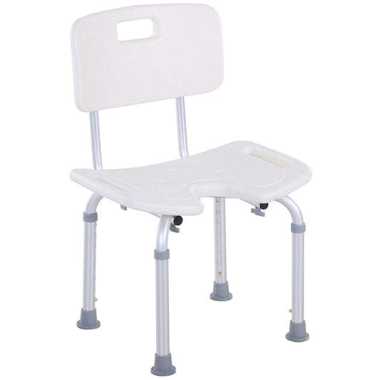 8-Level Height Adjustable Bath Stool Spa Shower Chair Aluminium W/ Non-Slip Feet And Handle