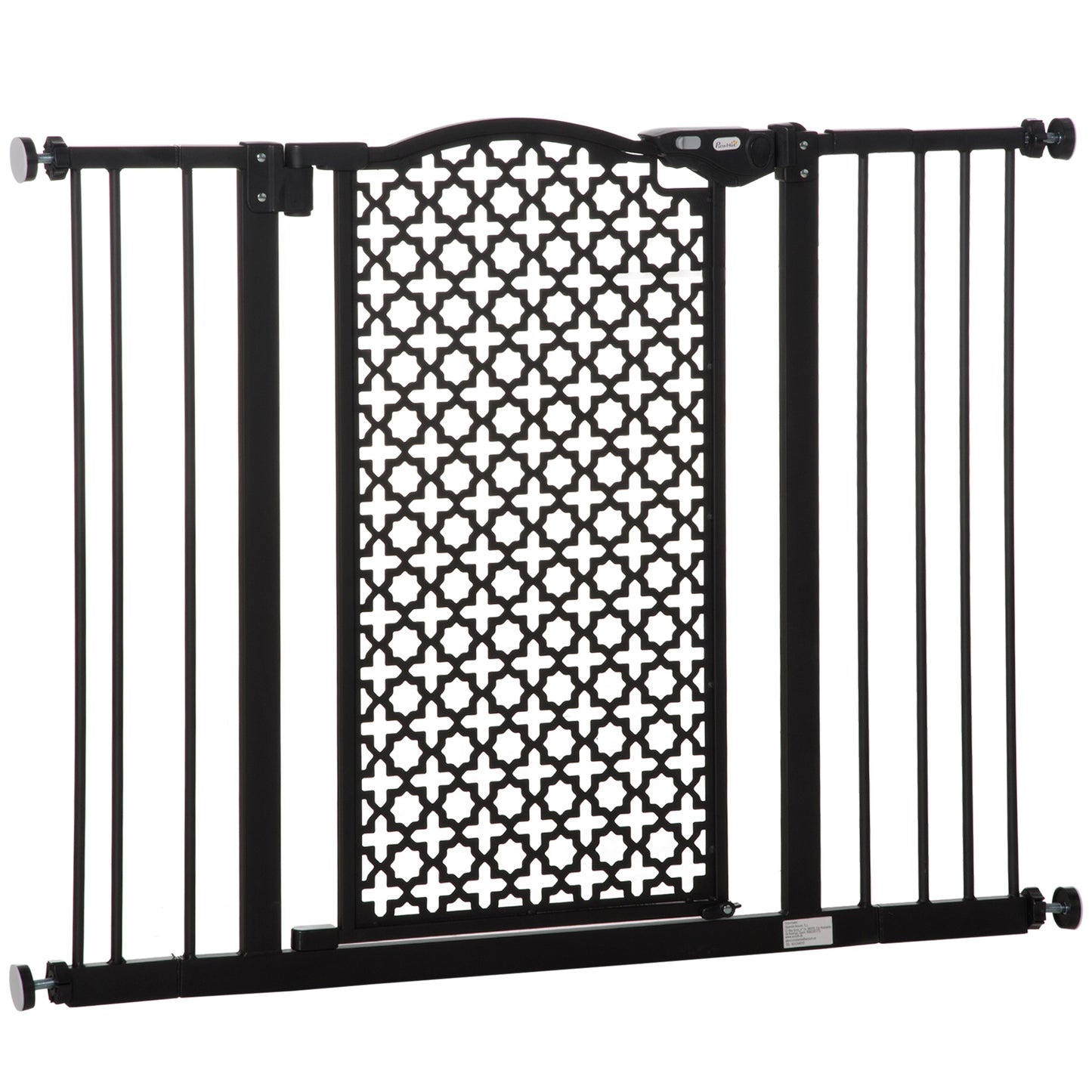 PawHut 74-105 cm Pet Baby Safety Gate Barrier Stair Pressure Fit with Auto Close and Double Locking for Doorways, Hallways, Black