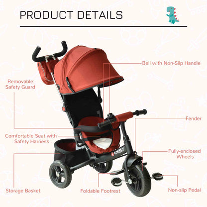 Baby Ride on Tricycle With Canopy-Red