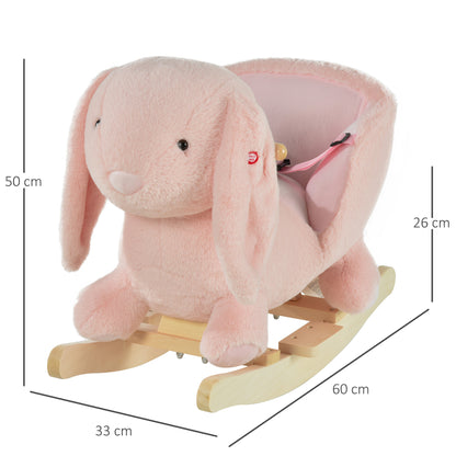 Toddlers Rabbit Plush Rocking Ride On With Sound Pink