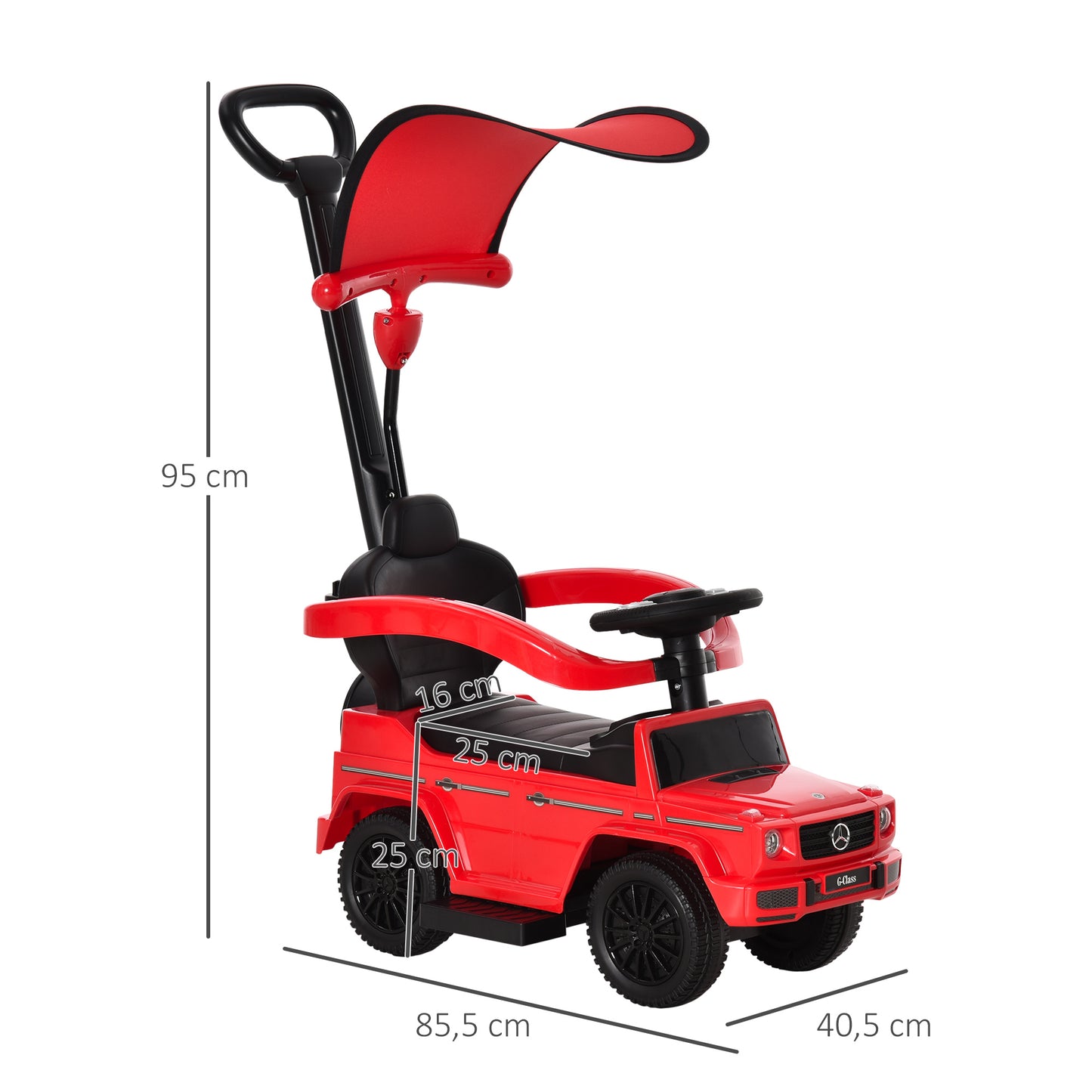 Compatible Kids Children's Ride-On Push Along Car Sliding Walker Mercedes-Benz G350 Licensed Floor Slider Vehicle with Steering Wheel Red