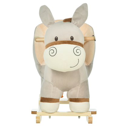 Toddlers Donkey Plush Rocking Ride On w/ Sound Grey